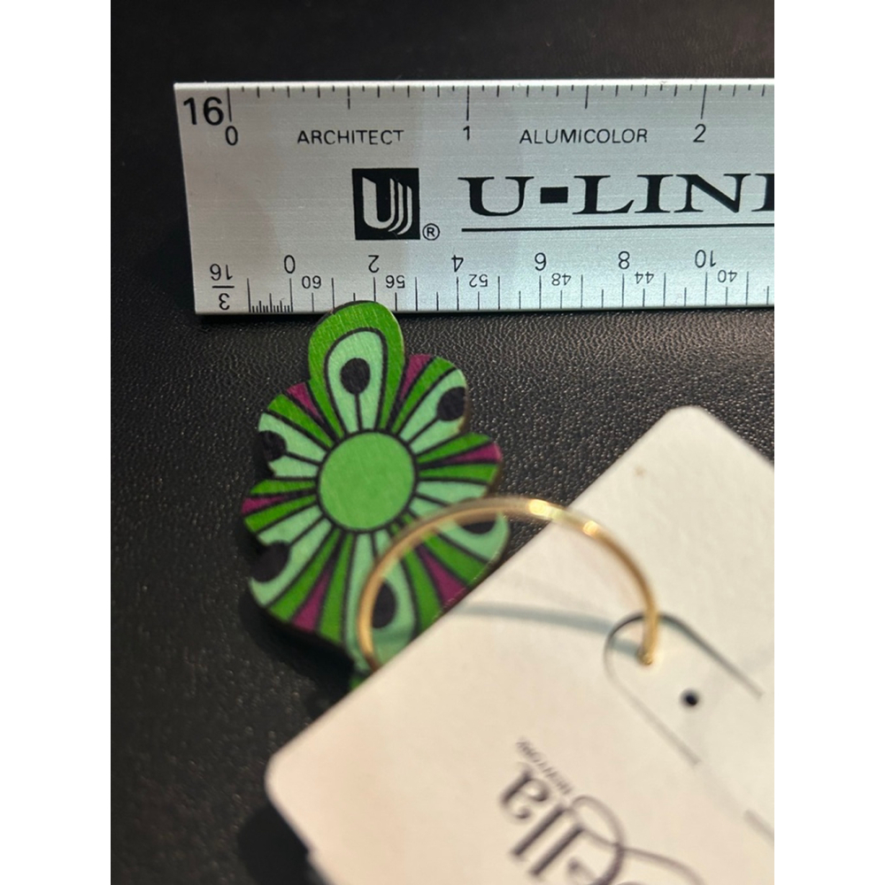 Women's Isabella New York Green & Purple Flower Drop Earrings, One Size - Picture 4 of 5